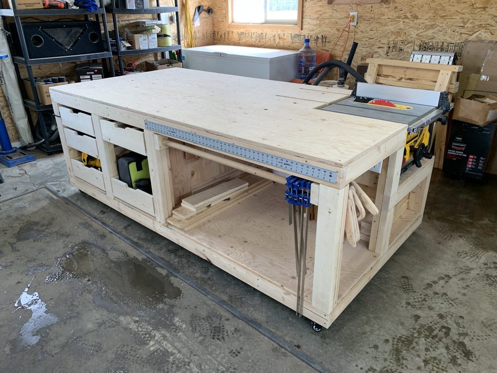 picture of a workshop and woodworking bench